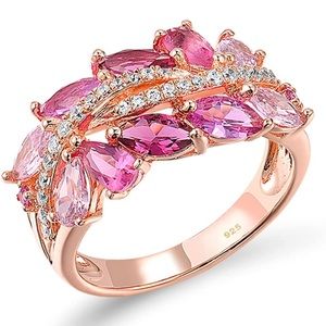 14k Ruby Pink Sapphire Diamonds Ring